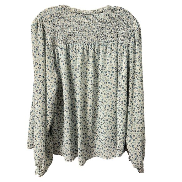 Time And Tru Womens Blue Floral Button-Front Blouse XL women - Picture 7 of 12